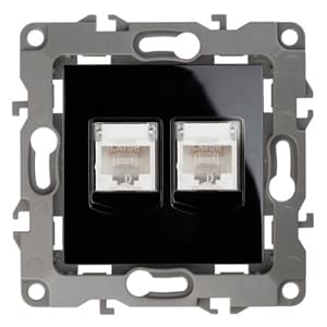 ЭРА 12-3108-06 Чёрный Розетка информационная двойная 2XRJ45, IP20, 12