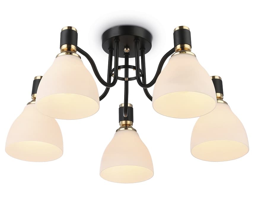Ambrella Светильник потолочный TR303307/5 BK/GD/FR черный/золото/белый матовый E27*5 max 60W D600*270