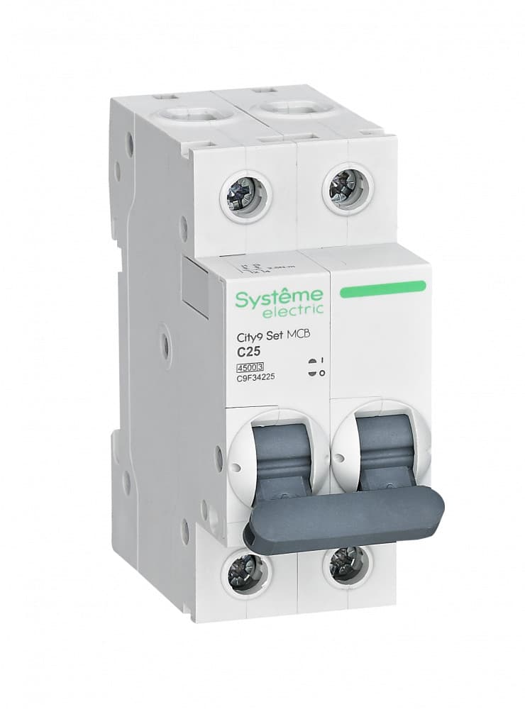 Systeme Electric City9 Set Автоматический выключатель (АВ) С 25А 2P 4.5kA 230В C9F34225