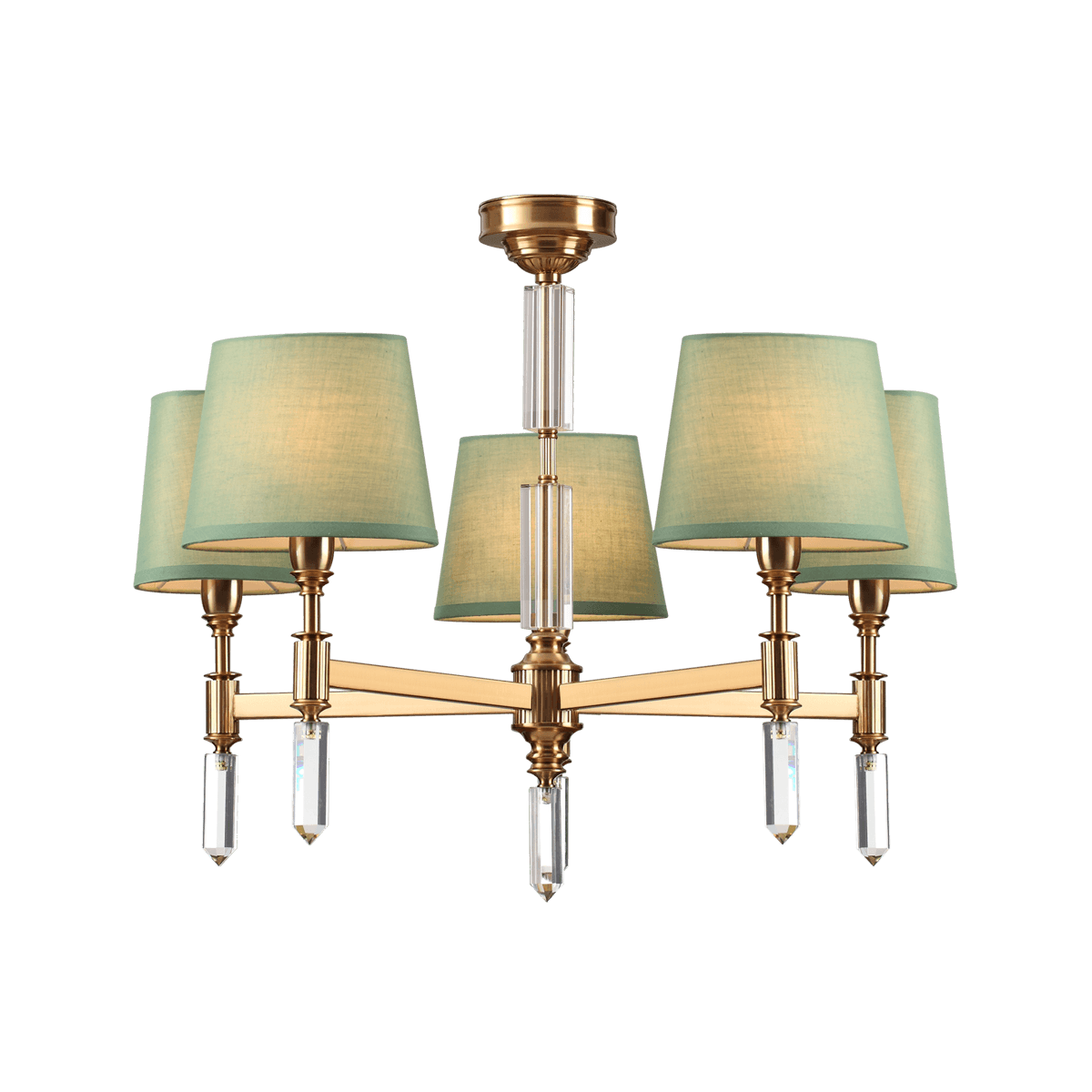 Odeon Light 4887/5 MODERN ODL_EX22 53 бронзовый/зеленый/абажур ткань Люстра E14 5*40W LONDON — миниатюра 2