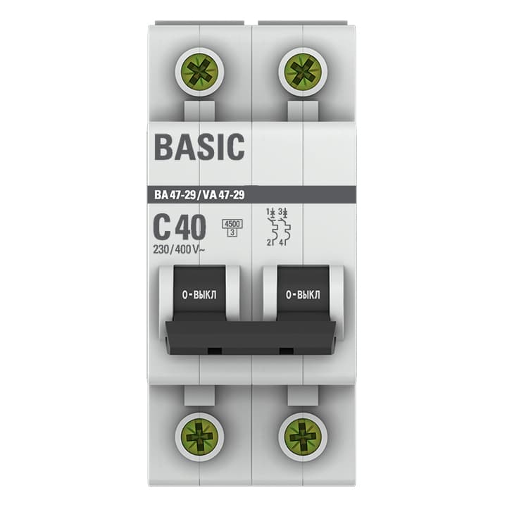 EKF Basic ВА 47-29 Автоматический выключатель (С) 2P 40А 4,5кА mcb4729-2-40C — миниатюра 2