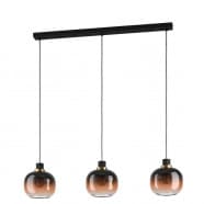 Eglo 99615 Подвесной потолочный светильник (люстра) OILELL, 3x40W, E27, L950, B190, H1100, сталь/стекло, черный/латунь/коричневый градиент