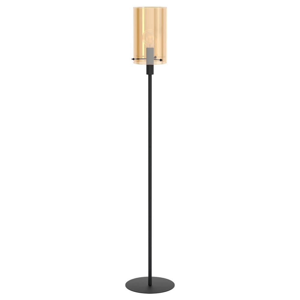 Eglo 39542 Торшер POLVERARA, 1x40W(E27), H1550, ?180, сталь, черный/стекло с напылением, янтарь