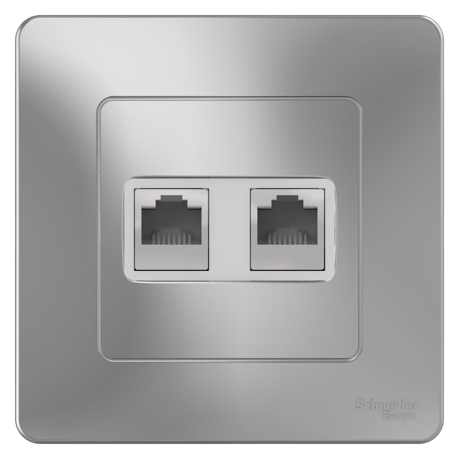 Systeme Electric Blanca внутр Алюминий Розетка 2-ая компьютерная RJ45 — миниатюра 2