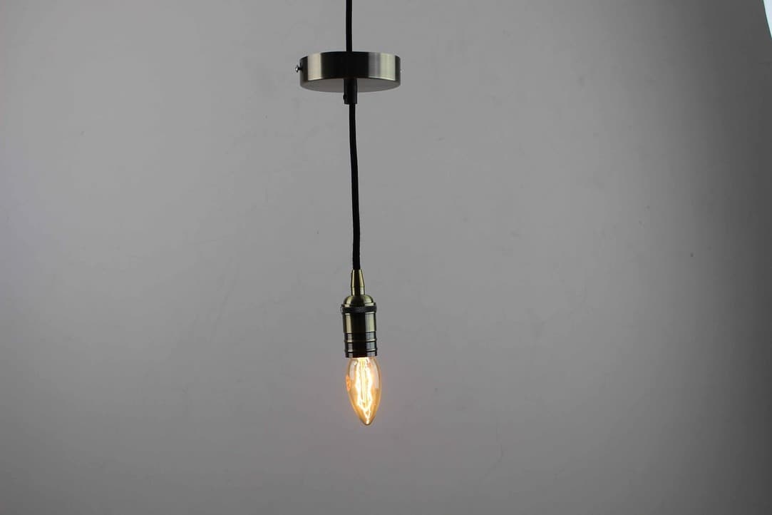 SUN-LUMEN Ретро-патрон с подвесом провод Черный E14, 2x0,75, патрон Бронза, 2m 056-748 — миниатюра 1