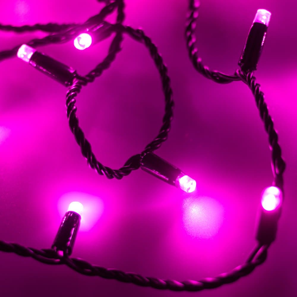 Arlight Светодиодная гирлянда ARD-STRING-CLASSIC-10000-BLACK-100LED-STD PINK (230V, 7W) (Ardecoled, IP65) 025806 — миниатюра 1