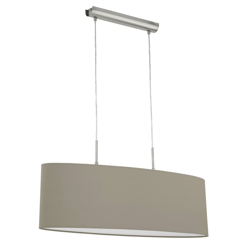 Eglo Подвес PASTERI, 2х60W (E27), 750х220, никель матовый/текстиль, серо-коричневый 31581