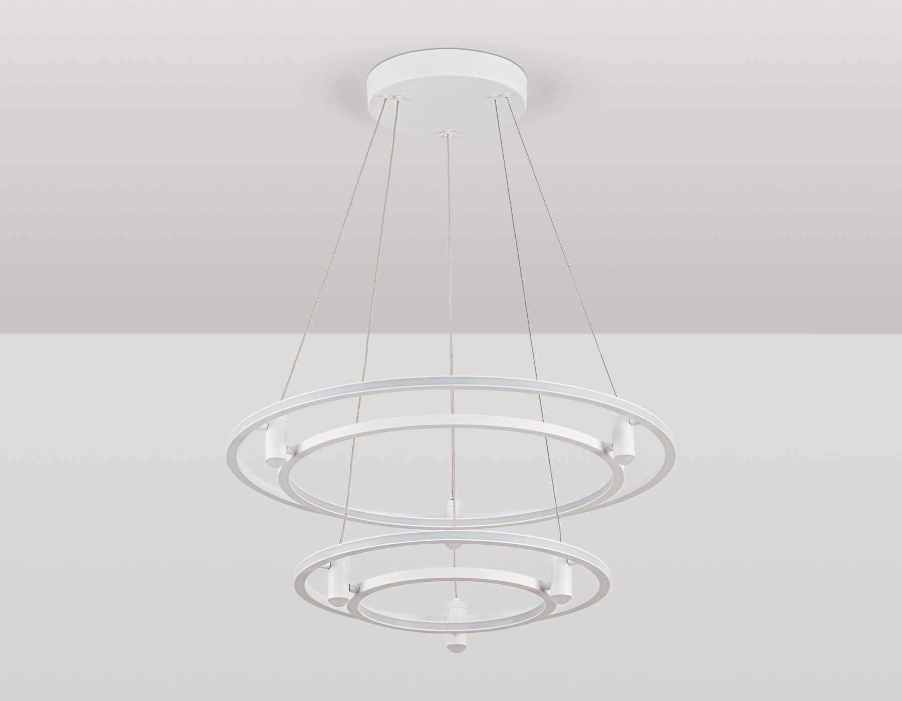 Ambrella Светильник подвесной светодиодный FL5542/2+6 WH белый 90W 3000K/4200K/6400K D600/400*1300 (без ПДУ) — миниатюра 6