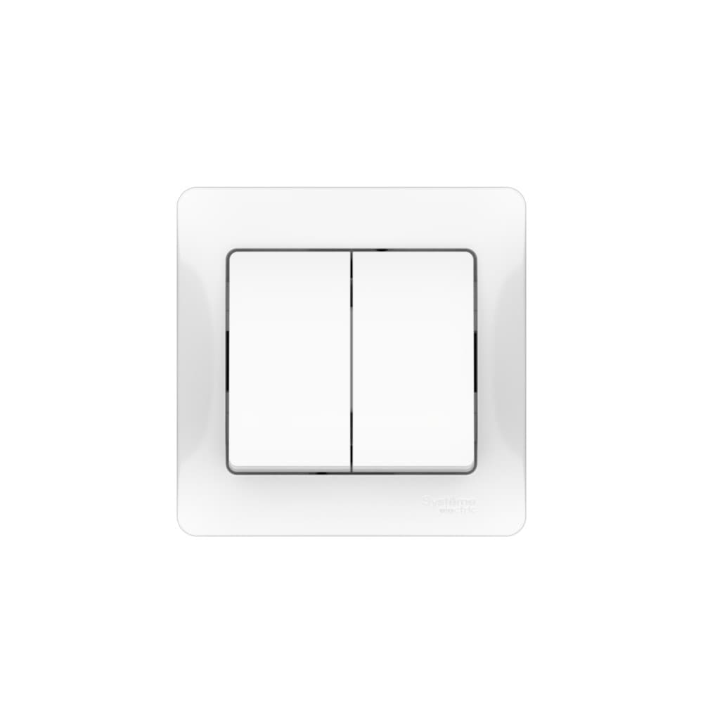 Systeme Electric Glossa Белый Выключатель 2-клавишный, сх.5, 10АХ, в сборе, быстрозажим. клем. — миниатюра 3