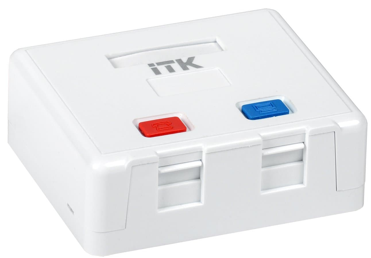 IEK ITK Корпус настенной розетки для 2 мод. Keystone Jack CS2-022
