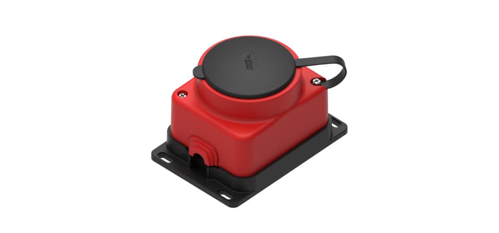 Systeme Electric MultiSet Красная Розетка 2К+З открытой установки каучуковая 16А/250В IP44