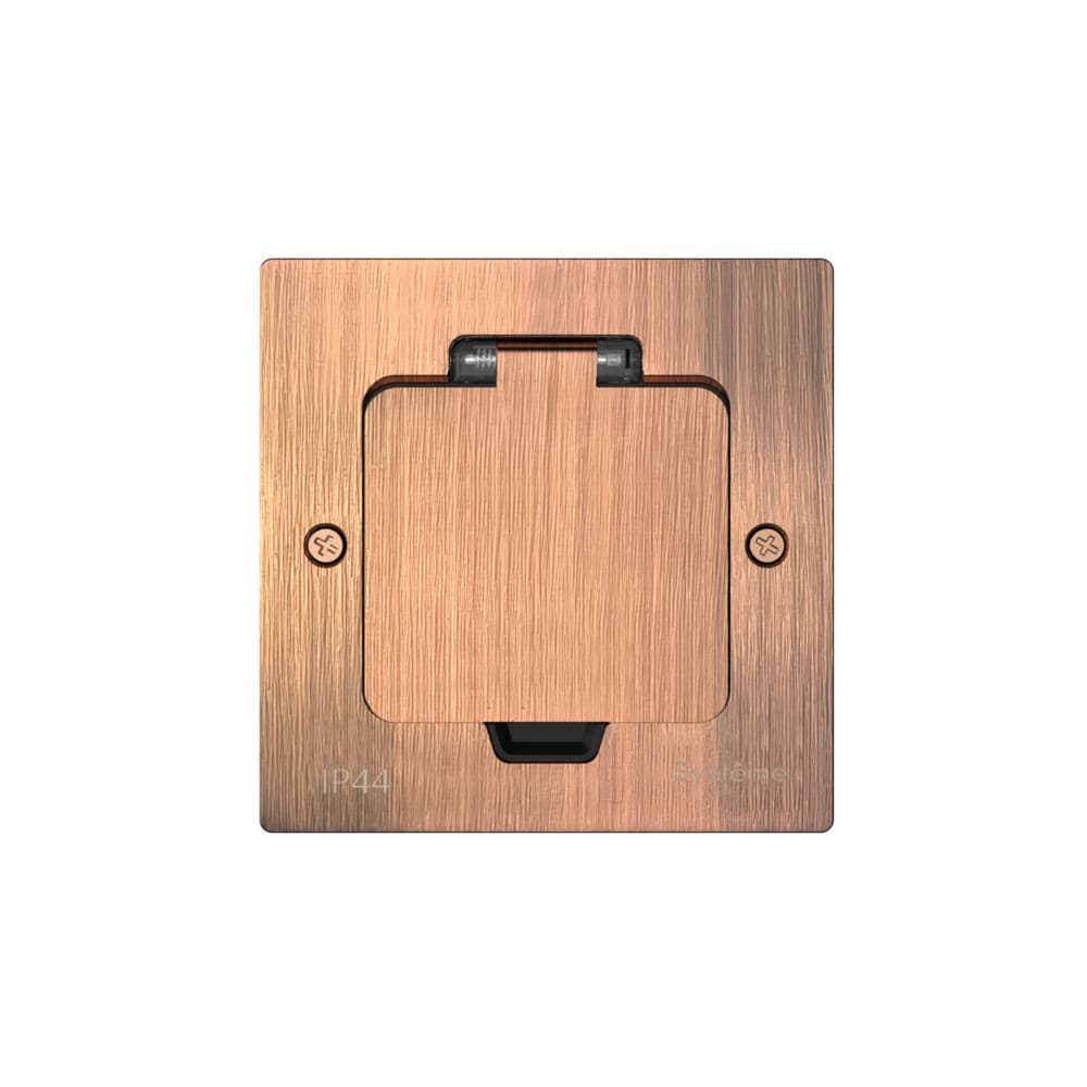 Systeme Elecrtic MultiDesk Медь Лючок на 2 модуля IP44 с монтажной коробкой для стены, фальшпола, стола, тип MDK20 — миниатюра 2