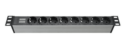 DKC Блок распределения питания (PDU) 19" 16A с индикацией, Вых:8 Schuko, Вх:Schuko