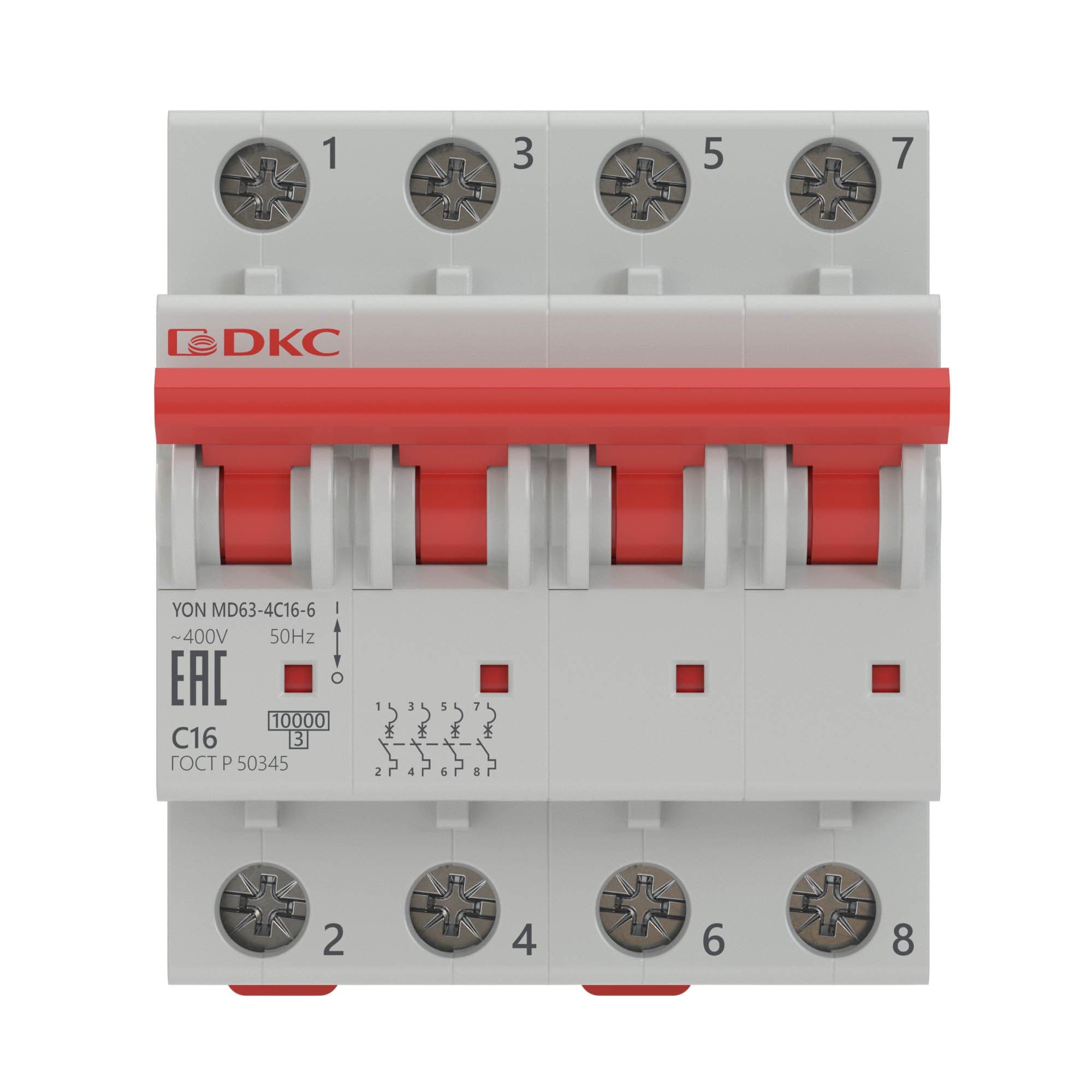 DKC YON pro Автоматический выключатель модульный MD63 4P 3А C 6kA MD63-4C3-6 — миниатюра 2