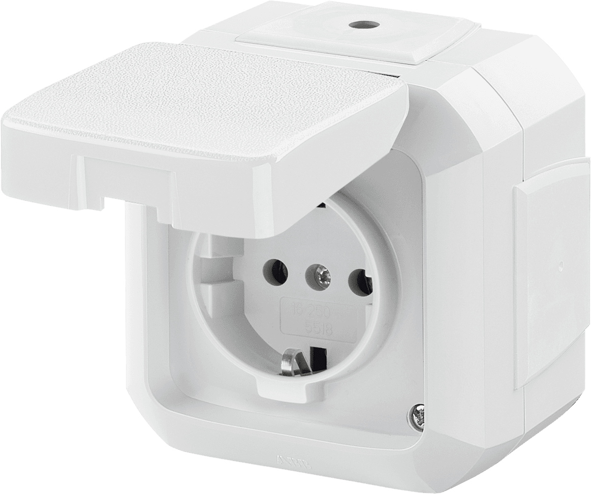 ABB Variant+ Белый Розетка с/з 16А с защитной крышкой для многопостового монтажа, IP54 2CHN183540C4500