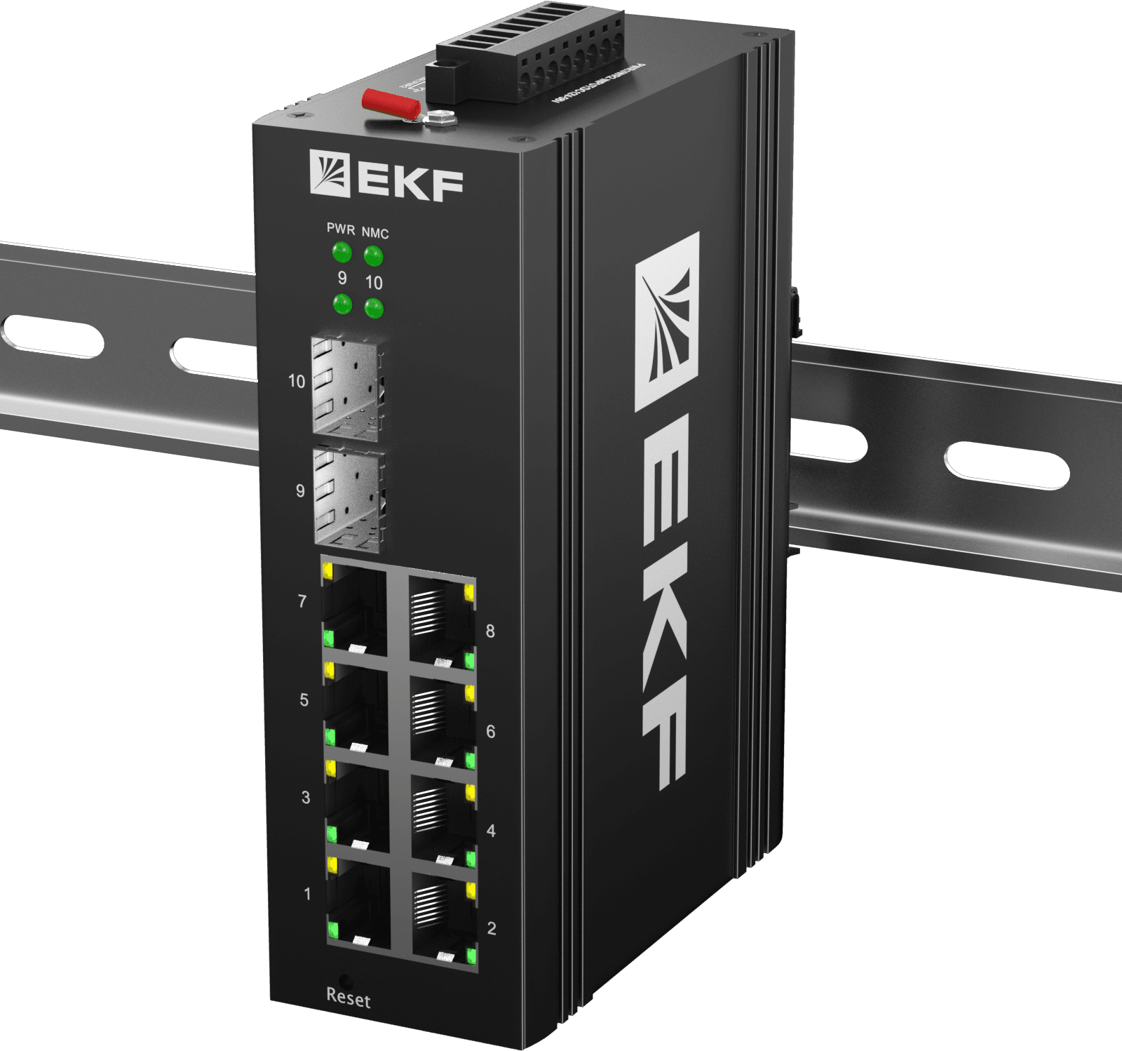 EKF Промышленный управляемый коммутатор уровня L2 TSX-ML2-2GH/SFP-8GT, 2 порта 2.5G Base-X SFP, 8 портов 10/100/1000Base-T(X) RJ45, монтаж на динрейку