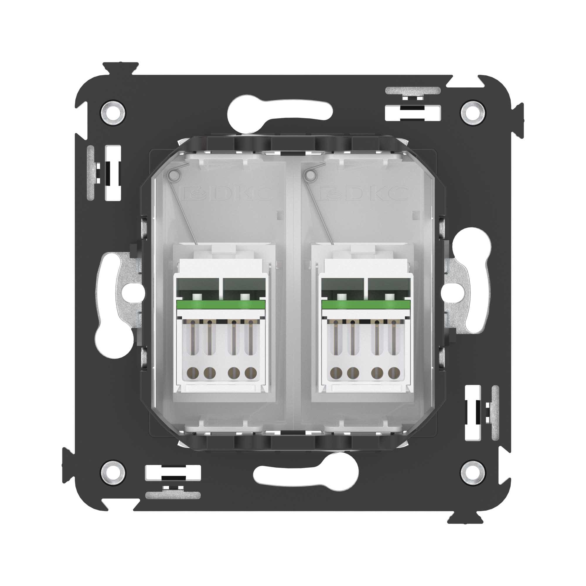 DKC Компьютерная розетка RJ-45 в стену, кат.6А двойная, "Avanti", "Белое облако" — миниатюра 3