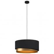 Eglo 39926 Подвесной потолочный светильник (люстра) MANDERLINE, 1x40W, E27, H1500, Ø560, сталь, черный/текстиль, черный, латунь
