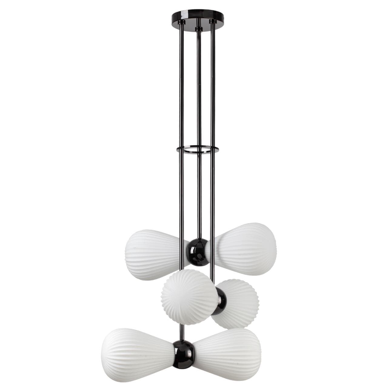 Odeon Light 5418/6 MODERN ODL_EX23 19 черный хром/белый матовый/металл/стекло Подвес E14 6*40W ELICA