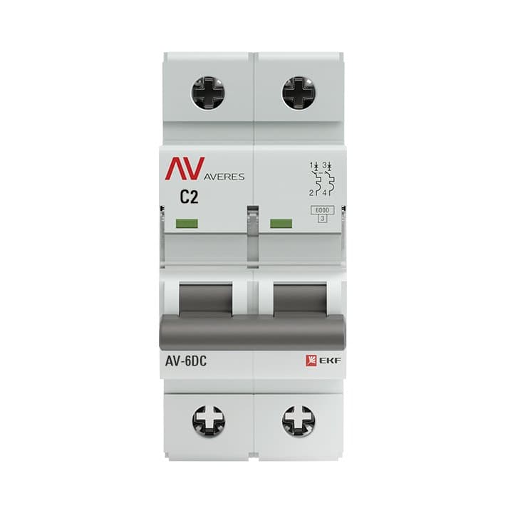 EKF Averes Автоматический выключатель AV-6 DC 2P 2A (C) 6kA mcb6-DC-2-02C-av — миниатюра 2