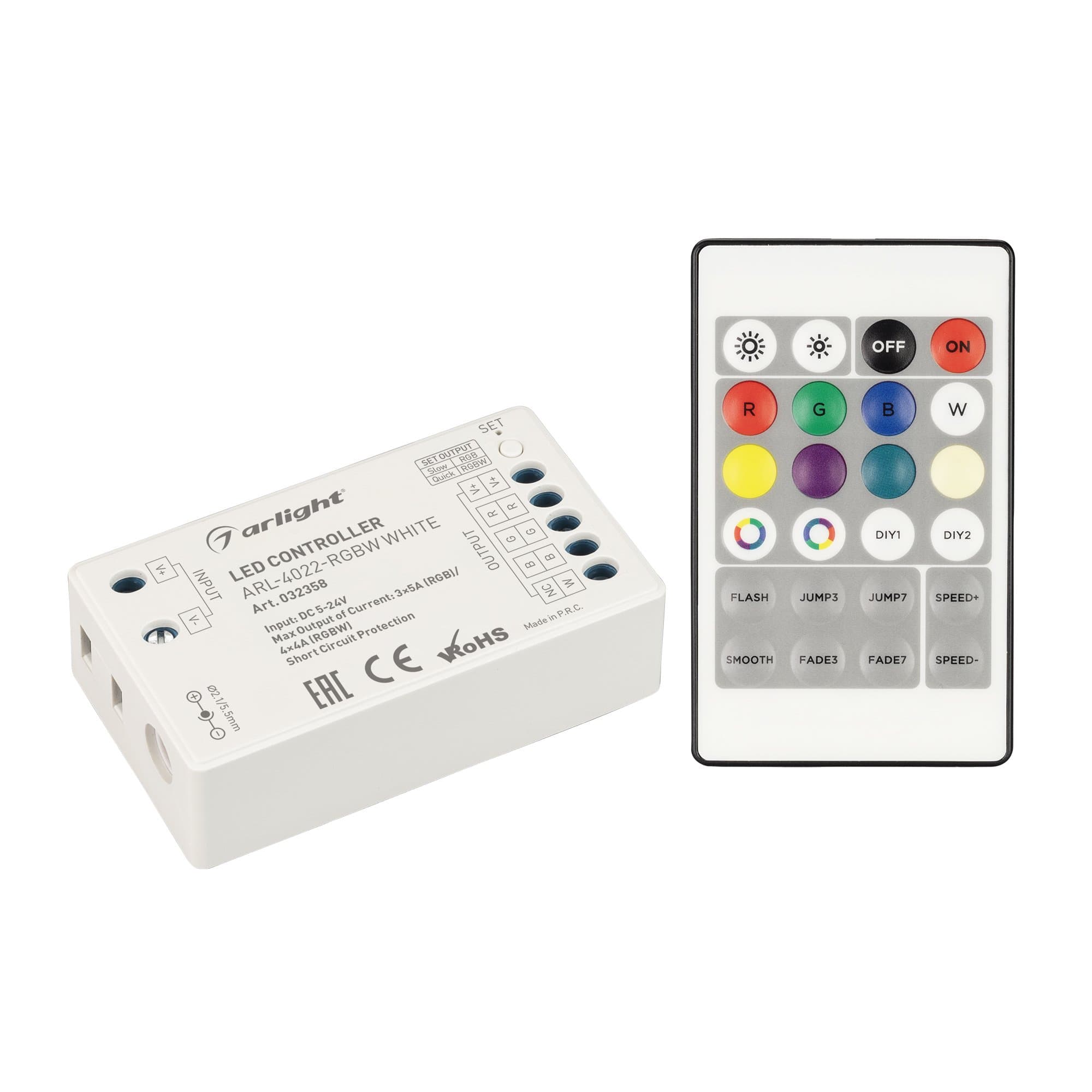 Arlight Контроллер ARL-4022-RGBW White (5-24V, 4x4A, ПДУ 24кн, RF) (IP20 Пластик, 3 года) 032358 — миниатюра 1