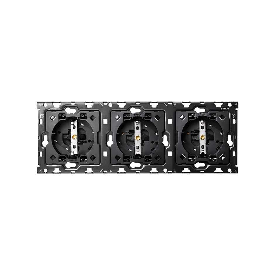 Simon 100 Кит 3 поста механизм 3 розетки Schuko + суппорт 10010302-039