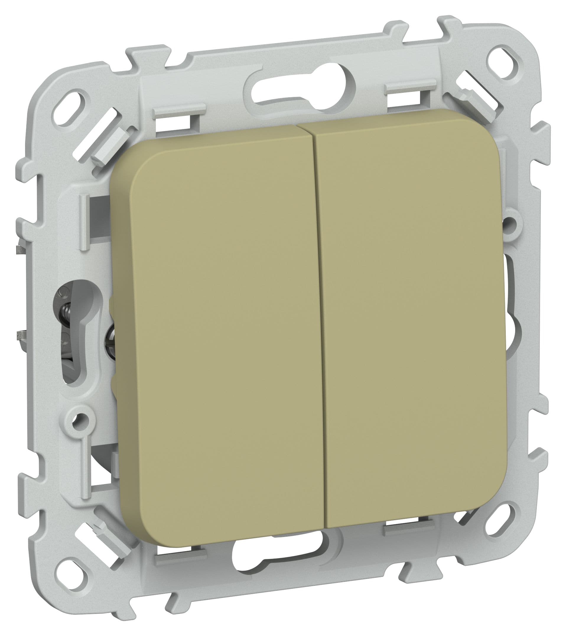 IEK FLITE Оливковый Выключатель 2-клавишный проходной 10А