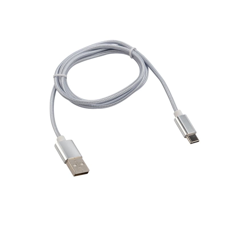 Кабель USB-Type-C 2A/1m/nylon/silver/ Rexant 18-1899