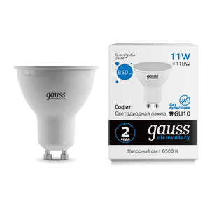 Gauss Лампа Elementary MR16 11W 850lm 6500K GU10 LED 13631 — миниатюра 1