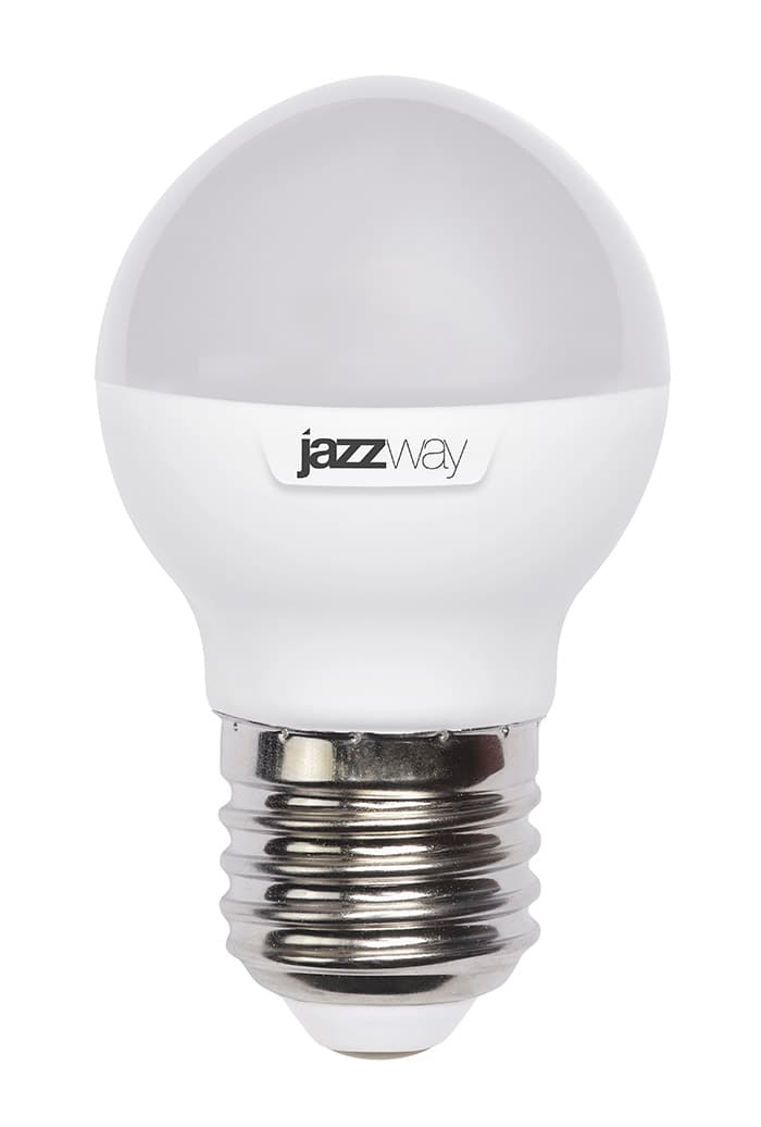 Jazzway Лампа светодиодная (LED) «шар» d45мм E27 180° 7Вт 220-240В матовая тепло-белая желтая 3000К .1027863-2 — миниатюра 1