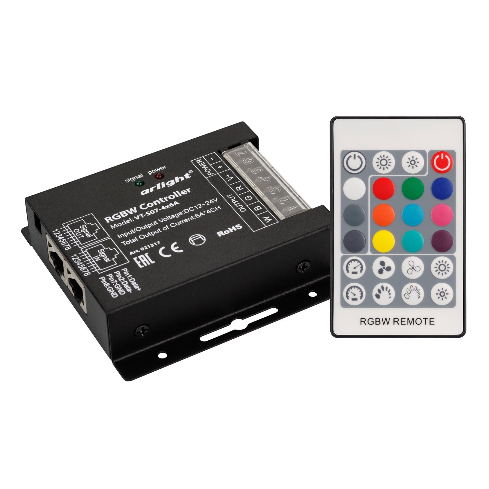 Arlight Контроллер VT-S07-4x6A (12-24V, ПДУ 24 кн, RF) (IP20 Металл, 3 года) 021317 — миниатюра 1