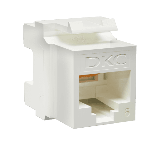 DKC Модуль Keystone RJ45 CAT6 неэкранированный, 180 градусов, белый (форм-фактор A10)