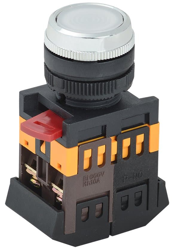 IEK Кнопка ABLFS-22 белый d22мм неон/240В 1з+1р