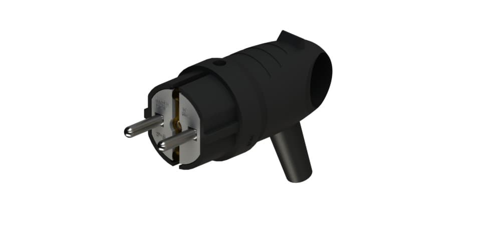 Systeme Electric MultiSet Черная Вилка 2К+З угловая каучуковая 16А/250В IP44