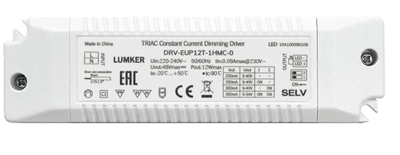 Lumker Драйвер диммируемый для светильников COMBO, 12W, 350мА DRV-EUP12T-1HMC-0 00-00006164