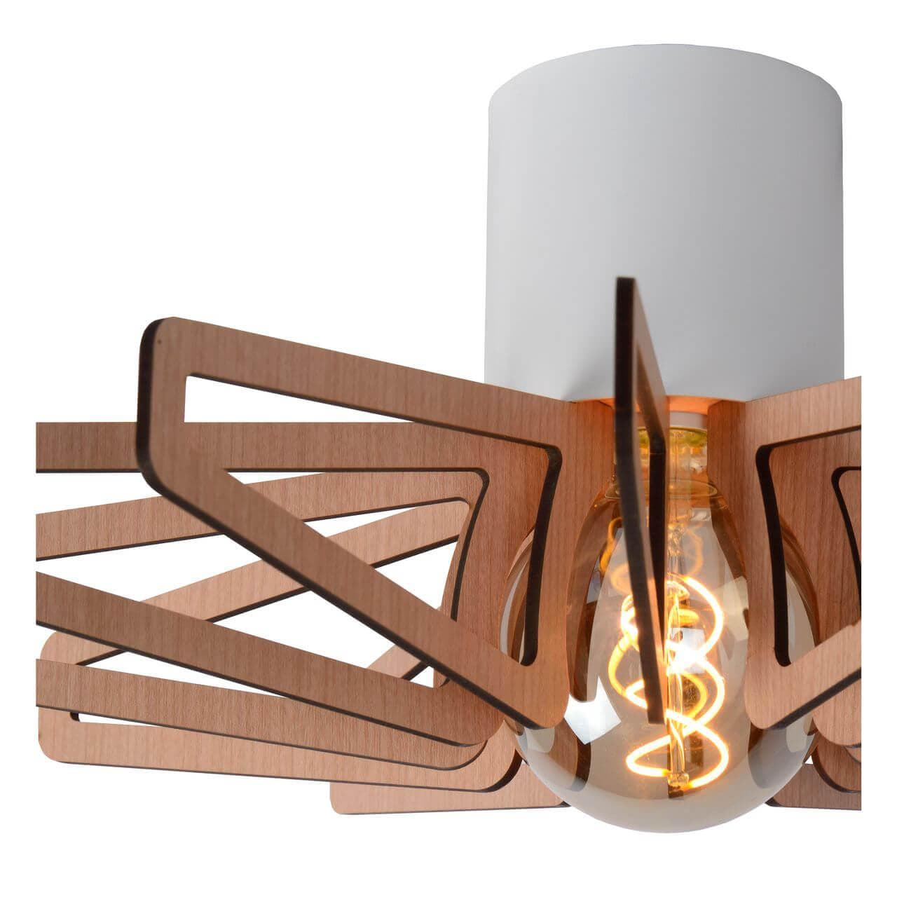 Lucide ZIDANE Светильник потолочный 77184/45/31 E27/15W White/Light Wood — миниатюра 4