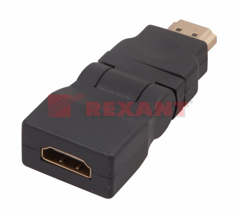 ПереходНИК шт.HDMI - гн.HDMI поворотный GOLD Rexant 17-6813 — миниатюра 2