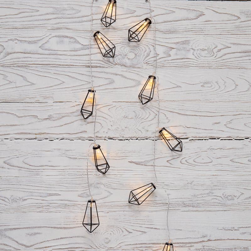 NEON-NIGHT Гирлянда светодиодная «Кристаллы» черные 10 LED, 1,5 м, прозрачный ПВХ, теплый белый свет свечения, 2 х АА (батарейки не в комплекте) 304-017