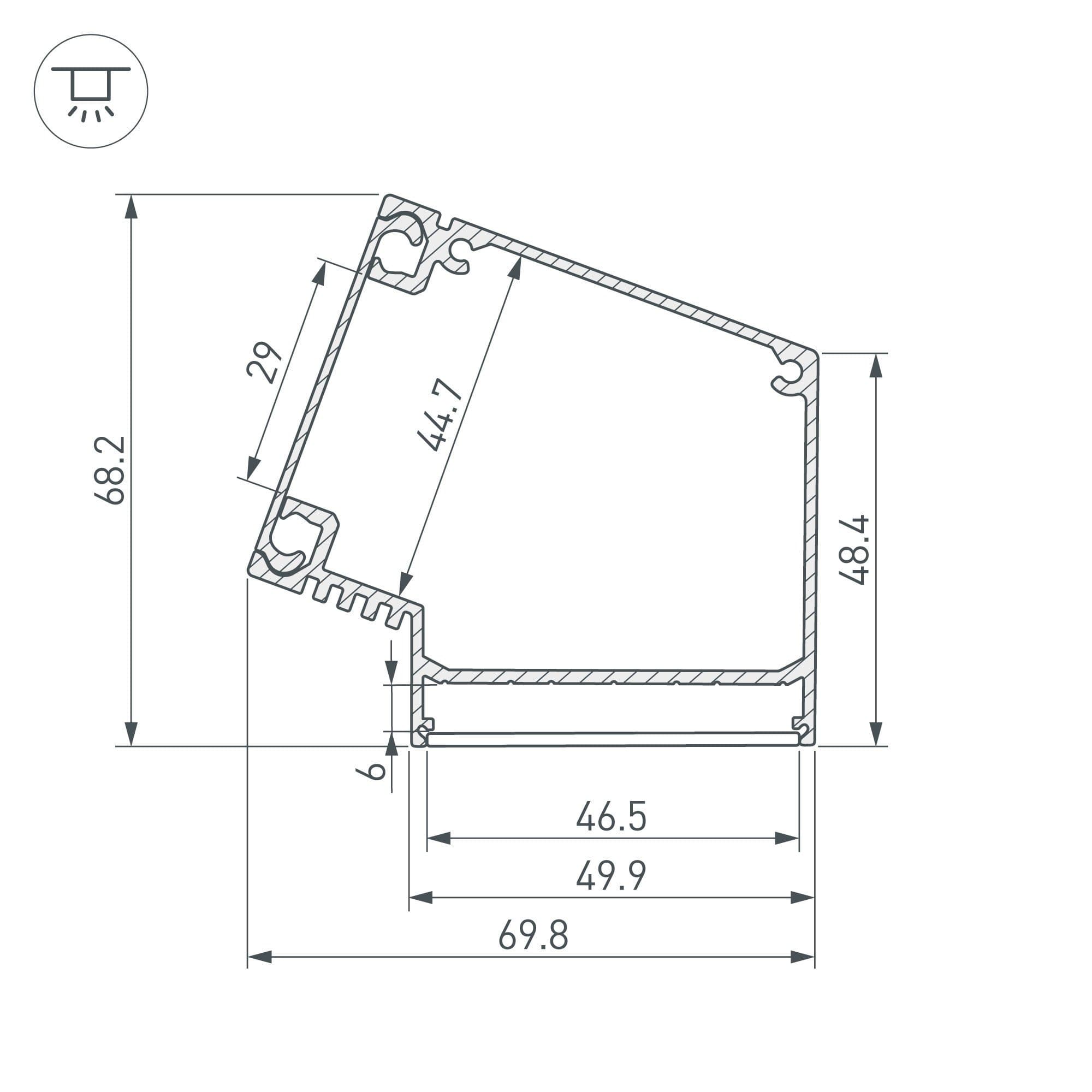 Arlight Профиль BOX73-A30-2000 ANOD (Алюминий) 017352 — миниатюра 2