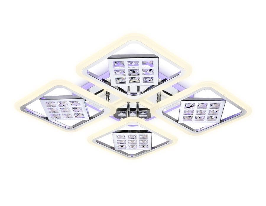 Ambrella Потолочный светодиодный светильник с пультом FA288/4 CH хром 116W 750*750*80 (ПДУ РАДИО 2.4G) — миниатюра 1