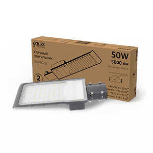 Gauss Светильник уличный Avenue 50W 5000lm 3000K 190-250V IP65 355*155*57мм черный КСС "Ш" LED 1/10 629534150 — миниатюра 1