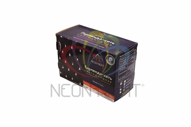 NEON-NIGHT Гирлянда "Сеть" 2х1,5м, черный ПВХ, 288 LED Белые/Синие 215-022 — миниатюра 2