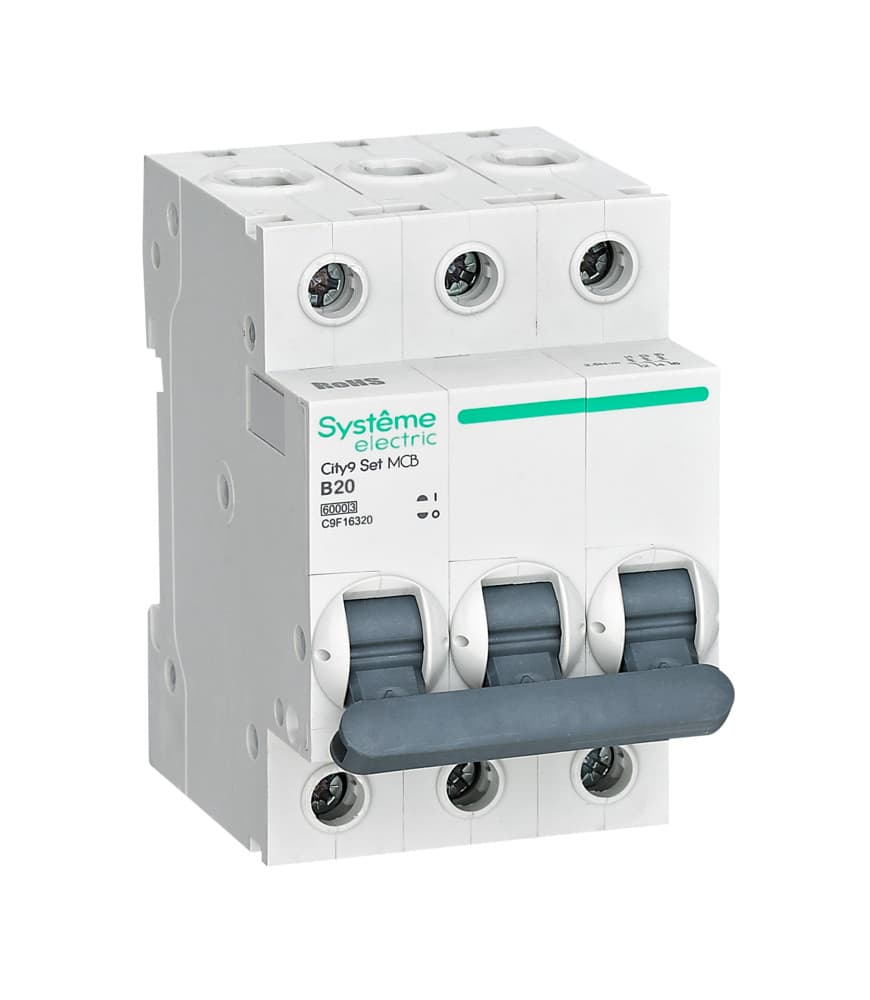 Systeme Electric City9 Set Автоматический выключатель (АВ) B 20А 3P 6kA 400В C9F16320
