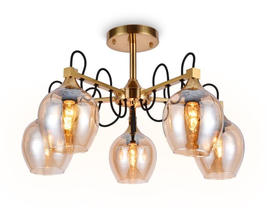 Ambrella Подвесная люстра TR9061/5 SB/TI бронза/янтарь E27 max 40W D620*380 — миниатюра 1