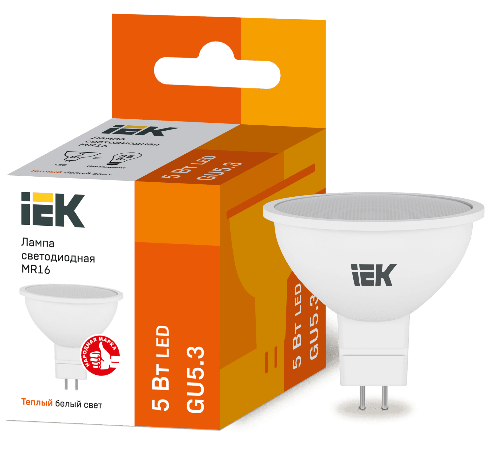IEK Лампа светодиодная ECO MR16 софит 5Вт 230В 3000К GU5.3 — миниатюра 2