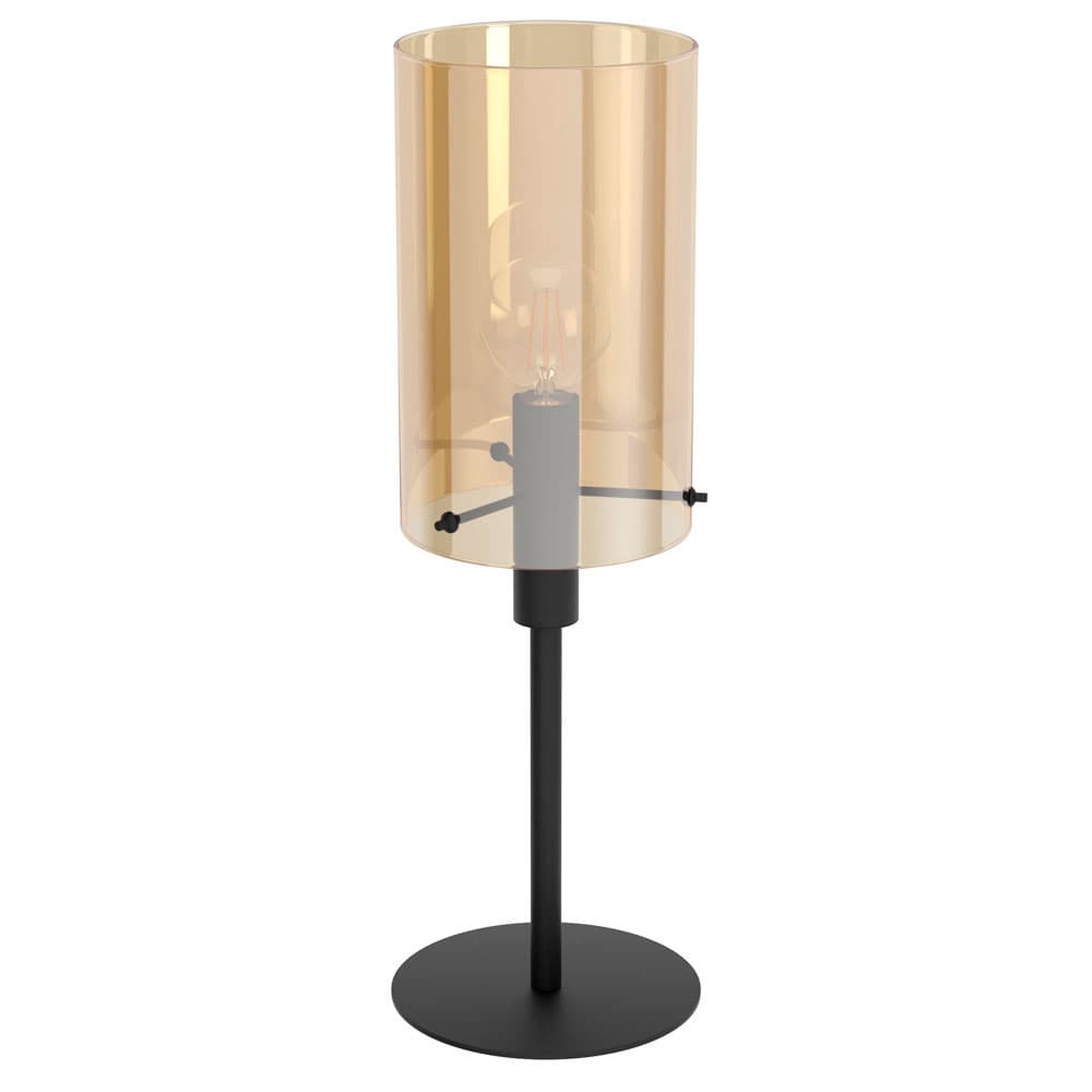 Eglo 39541 Настольная лампа POLVERARA, 1x40W(E27), H605, ?180, сталь, черный/стекло с напылением, янтарь