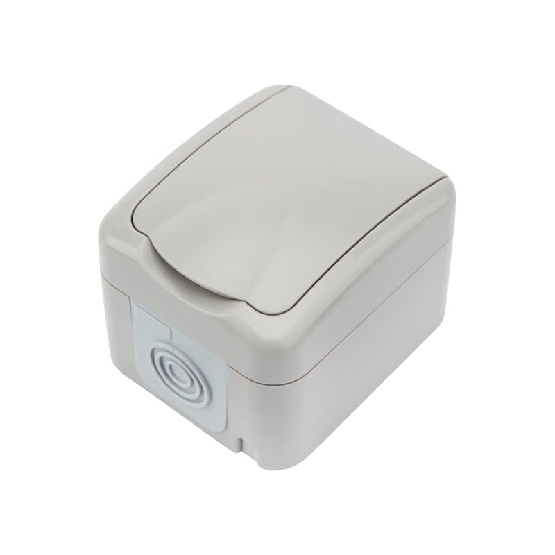 KRANZ Розетка одноместная (керамика) Mini OG IP54, с заземлением, о/у, серая KR-78-0815