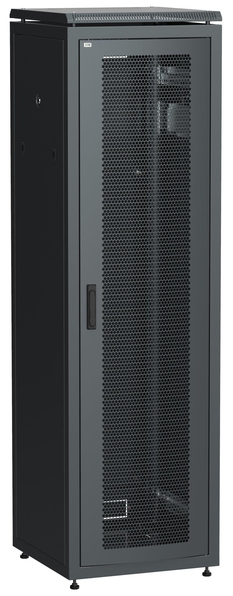 IEK LINEA N ITK Шкаф сетевой 19" LINEA N 33U 600х600 мм перфорированная передняя дверь, черный LN05-33U66-P