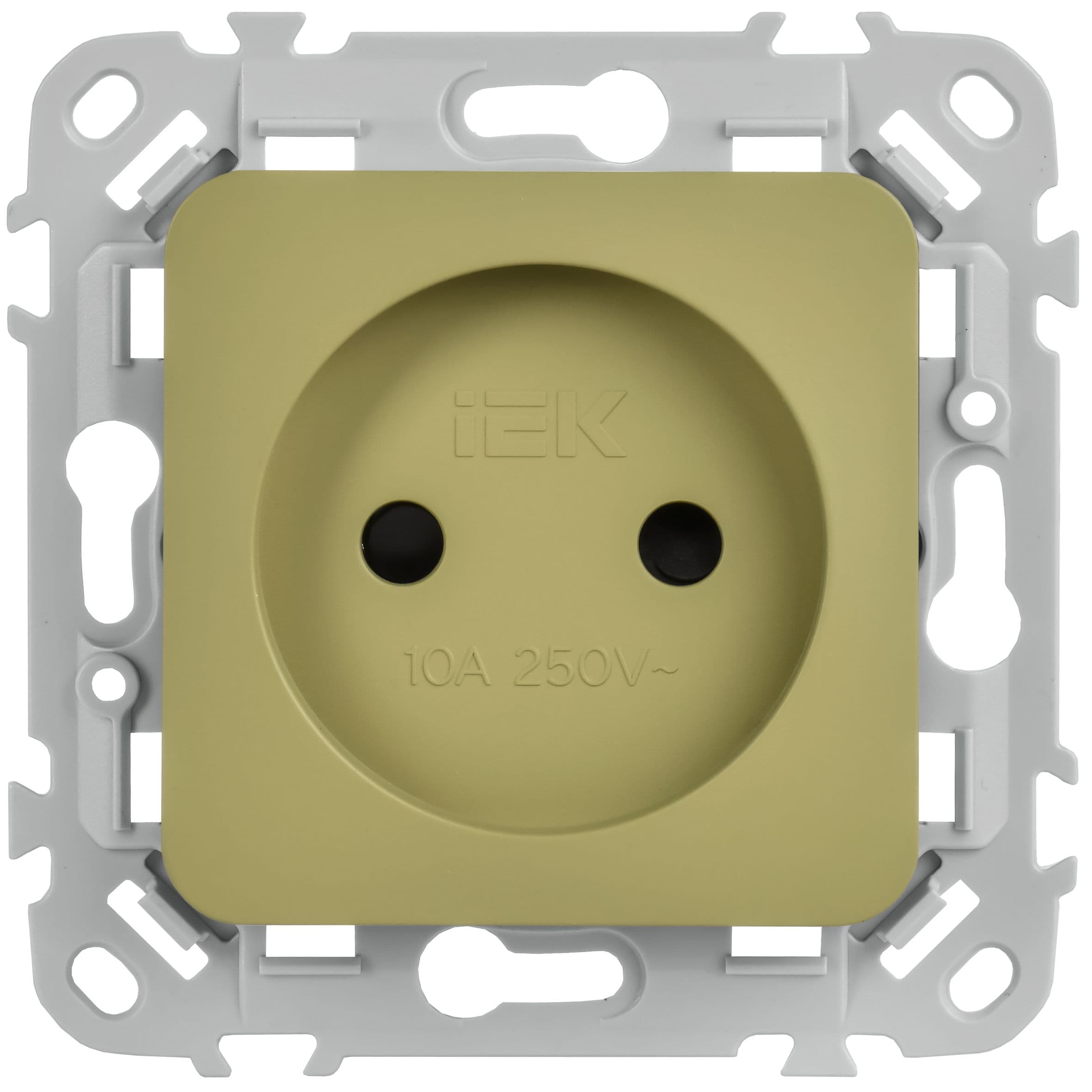 IEK FLITE Оливковый Розетка без заземления с защитными шторками безвинтовое крепление 10А — миниатюра 2