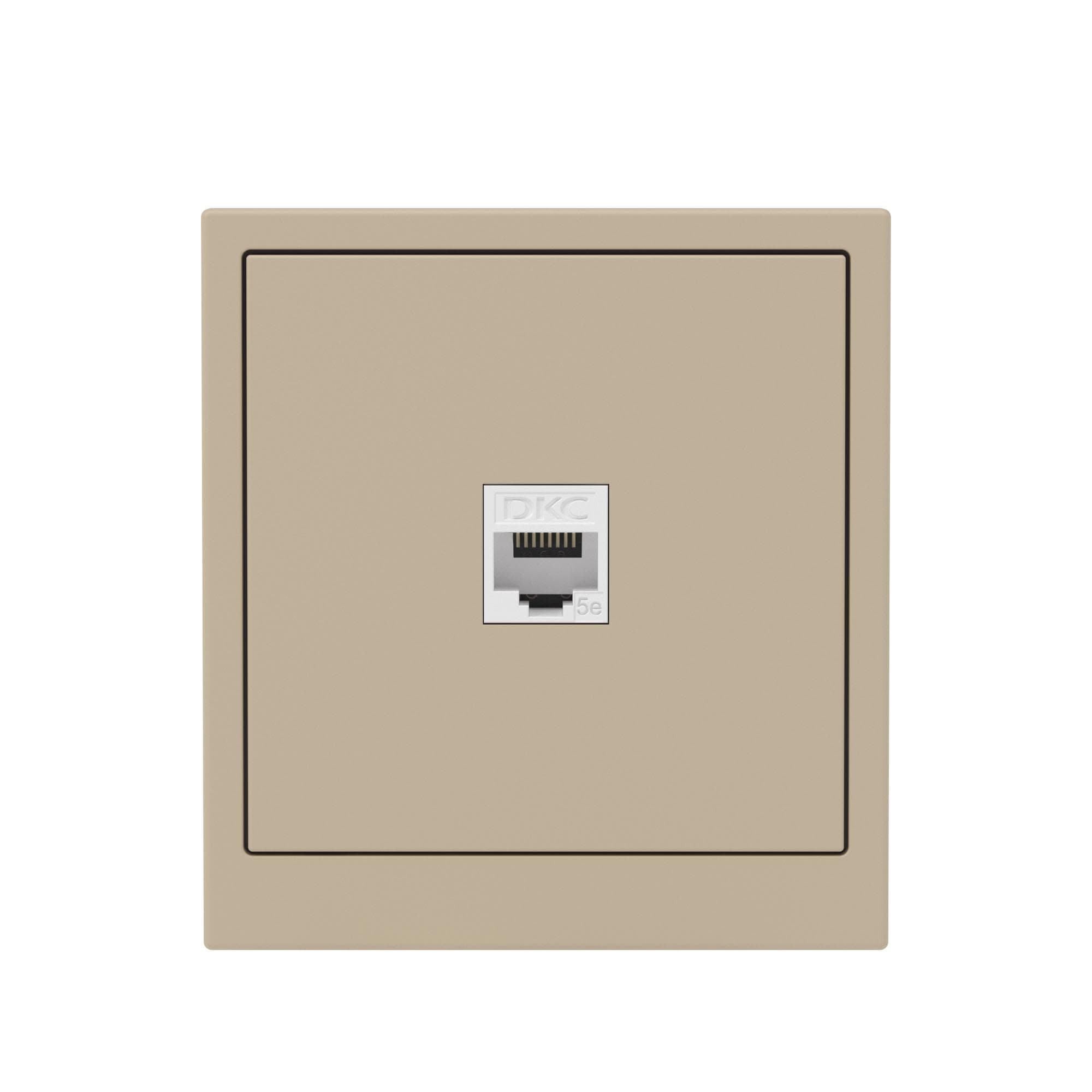 DKC KANT Компьютерная розетка RJ-45 без шторки, кат.5е одинарная, ванильный марципан — миниатюра 6